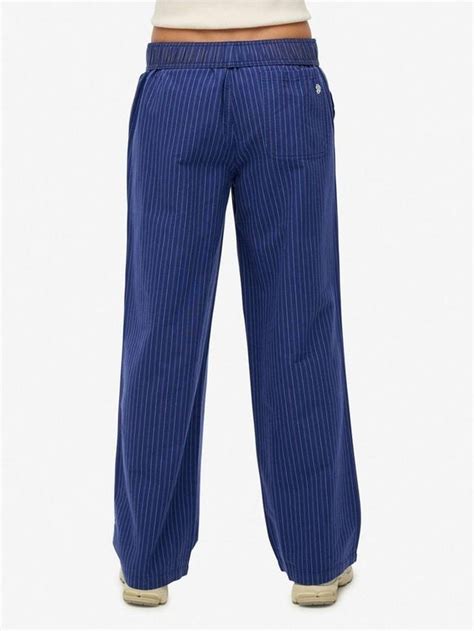 Superdry Elasticated Waist Stripe Trousers, Broker Blue Stripe, Pimlico ...