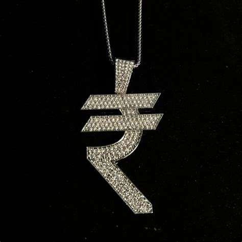 Men's Stainless Steel Pendent Rupee Iced out Chain - Silver – MYARTN