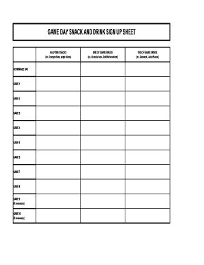 Snack Drink Sign Up Sheet - Fill Online, Printable, Fillable, Blank ...