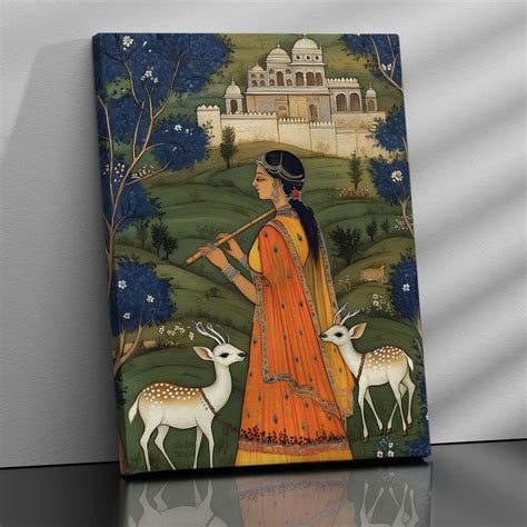 Traditional Inidan Folk Art - Kangra Art Canvas Prints For Home Decor ...