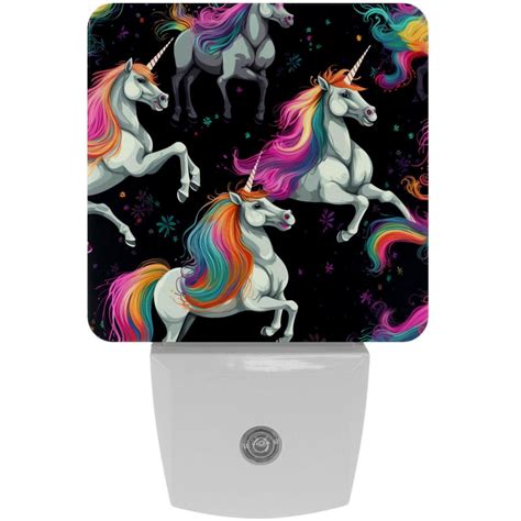 Rainbow Unicorns LED Square Night Lights - Small and Bright ...