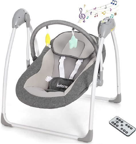 INFANS Compact Electric Baby Swing for Newborn, 5 Adjustable Speeds ...