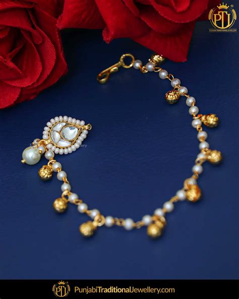 Gold Finished Kundan Without hole Nose Pin with Chain | Punjabi Tradit ...