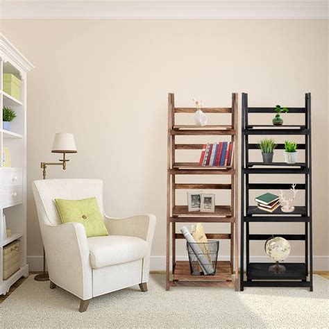 Buy Acendside Ladder Shelf 4-Tier Folding Plant Shelf ,Wood Ladder ...
