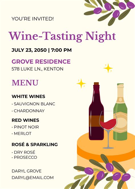 Wine Tasting Menu Template - Evelynmercy.com