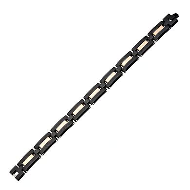 Men's DANTE Black & Rose Gold Tone Link Bracelet