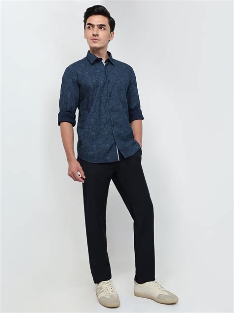 Parx Men Blue Slim Fit Printed Casual Shirt – MyRaymond