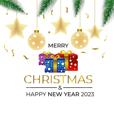 Merry Christmas And Happy New Year 2023 With Gift Star Decoration ...