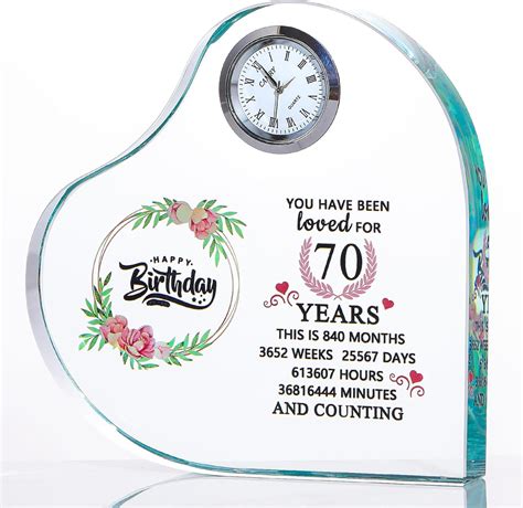 Amazon.com: Movdyka Happy 70th Birthday Gifts for Women Crystal Heart ...