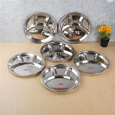 Sumeet Stainless Steel Round 4 in 1 Compartment Lunch / Dinner Plate S ...