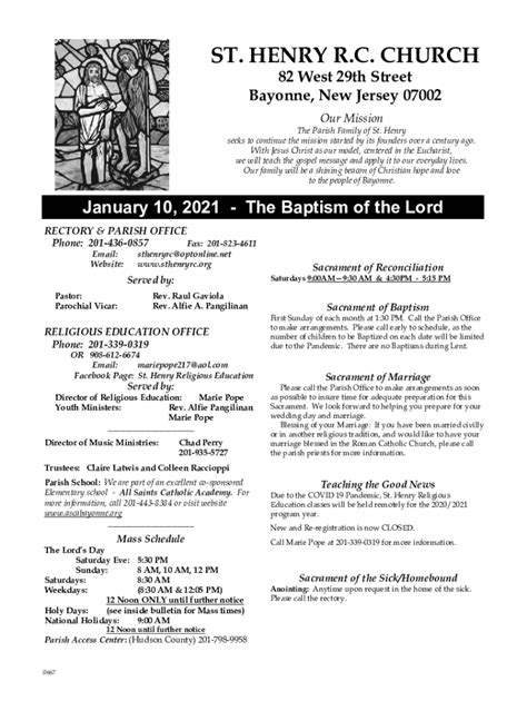 Fillable Online ST. HENRY R.C. CHURCH Fax Email Print - pdfFiller