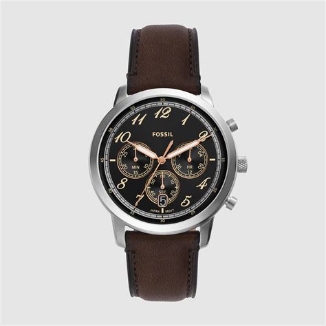 Fossil Neutra Men Black Chronograph Leather Watch FS6024 – Just In Time