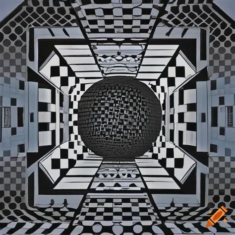 Surreal black and white optical illusion artwork by victor vasarely on ...
