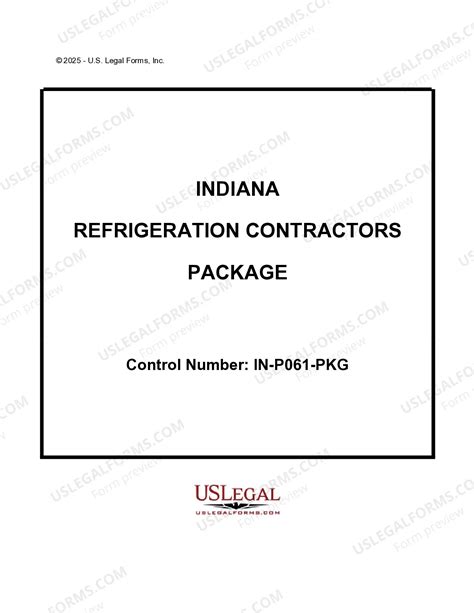 Indiana Refrigeration Contractor Package | US Legal Forms