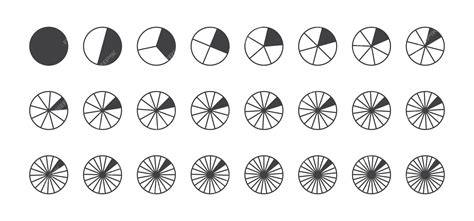 Cirkelverdeling grafiek fractie taart 24 segment vector pictogram ...