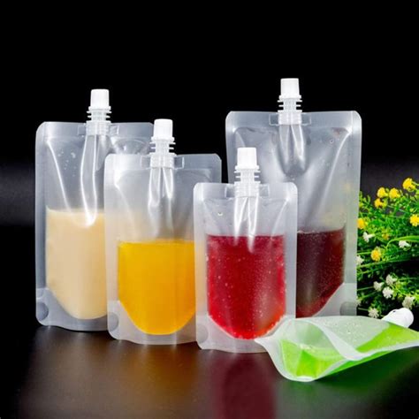 Buy GREENTWISH 1000 ML Transparent Spout Pouch For Beverages | LDPE ...