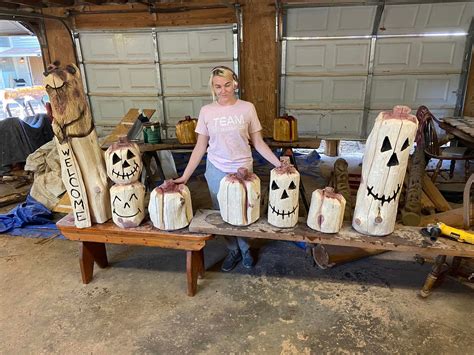 Chainsaw Carved Pumpkins cedar Some With Faces - Etsy