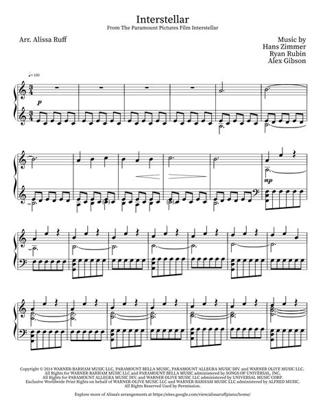 Interstellar (arr. Alissa Ruff) by Hans Florian Zimmer Sheet Music for ...