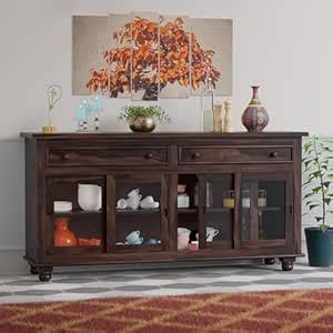 AMAZART FURNITURE Solid Sheesham Wood Sideboard Cabinet for Living Room ...