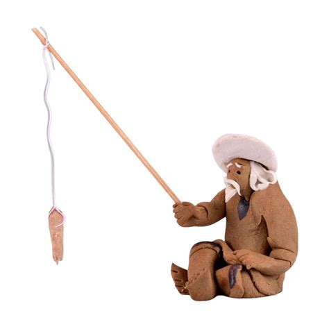 Buy Miniature Fisherman Figurine, Accessories Chinese Style Ceramic ...