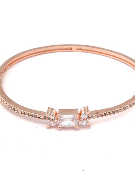 American Diamond Rose Gold Leaf Bracelet – Priyaasi
