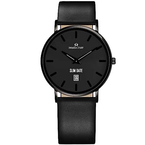 SWADESI STUFF The Stallion Black Slim Date Dial Premium & Luxurious ...