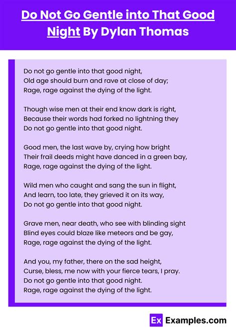Do Not Go Gentle into That Good Night Poem by Dylan Thomas to Download