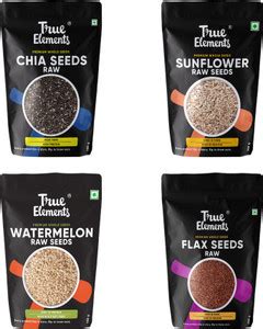 True Elements Premium Seeds, Combo Flax(250g), Chia(150g), Watermelon ...