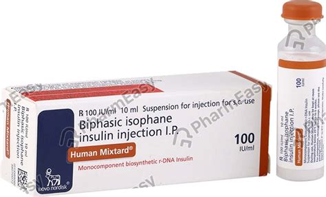 Human Mixtard 30/70 100iu Vial Of 10ml Suspension For Injection: Uses ...