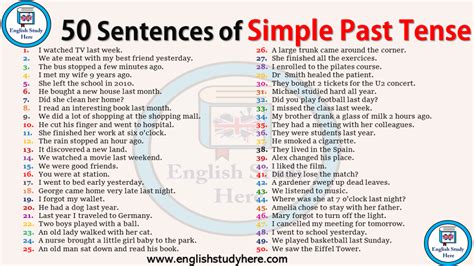 Past Tense Examples Sentences 的图像结果