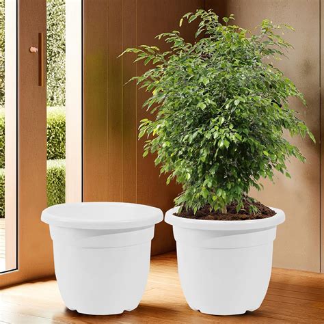 Kuber Industries 2 Pcs Plastic Large Size 14 Inch Flower Pot for Home ...