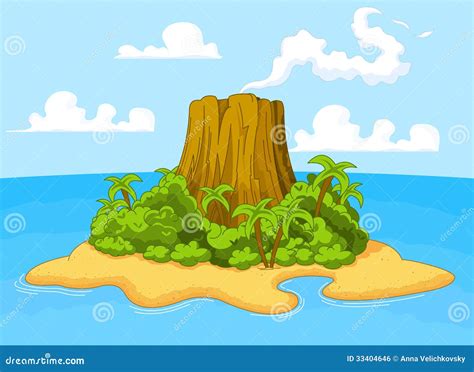 Volcano island stock vector. Illustration of green, coastline - 33404646