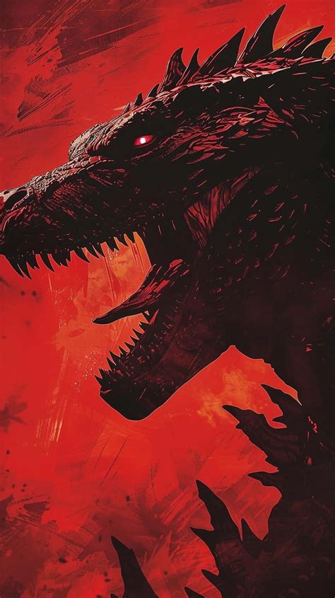 Download Fierce Red Godzilla Artwork Wallpaper | Wallpapers.com