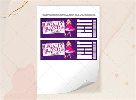 Printable LEGALLY BLONDE Ticket, Editable Broadway Surprise Musical ...
