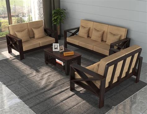 Mamta Furniture Solid Sheesham Wood 7 Seater Sofa Set for Living Room ...