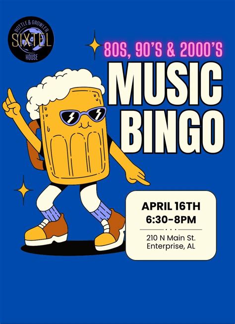 80s, 90s, & 2000s Music Bingo, 210 N. Main St., Enterprise, AL, 16 ...