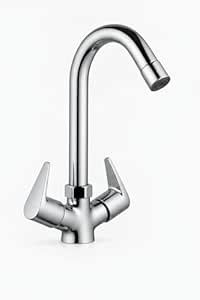 Taptree Chrome Finish Dual Lever Wash Basin Center Hole Mixer-Brass ...