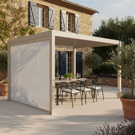 Pérgola bioclimática independiente de 3x4 m y 1 toldo madera crema ( 1 ...