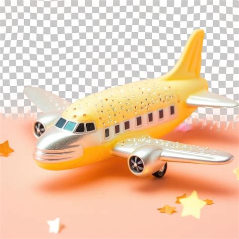 Toy airplane model on transparent background resembling a yellow ...