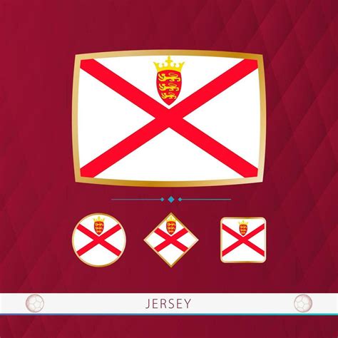 Set of Jersey flags with gold frame for use at sporting events on a ...