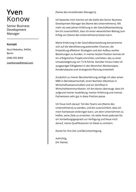 Senior Business Development Manager Anschreiben Beispiele (Vorlage & 20 ...