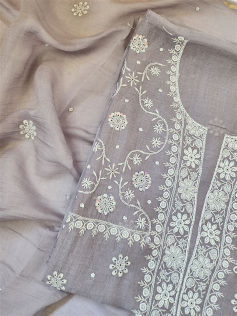 Chikankari embellishment soft chanderi – Kosha Design