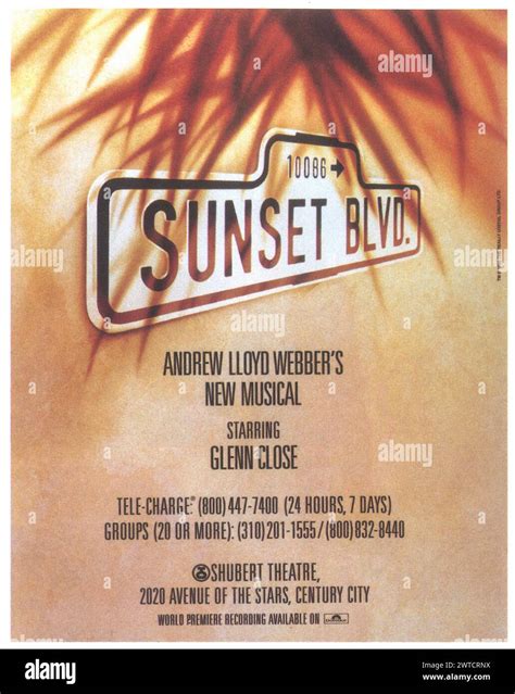 1994 Andrew Lloyd Webber – Sunset Boulevard musical in Shubert Theatre ...