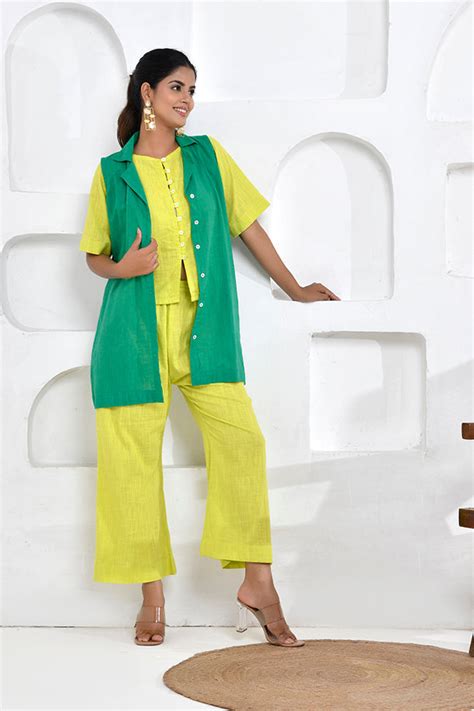 Vivid Vibes Lime Green and Green Three-Piece Co-Ord Set – thesaffronsaga