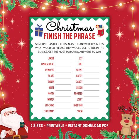 Christmas finish the phrase game christmas party games christmas ...