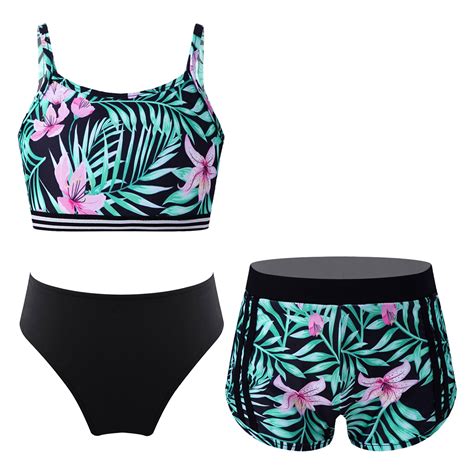 Alvivi Girls 3 Piece Bathing Suit Beach Swimwear Bikini Set with Shorts ...
