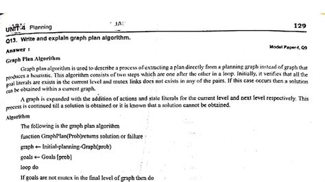 AI 129 Unit 4: Graph Plan Algorithm and Intelligent Agents Overview ...