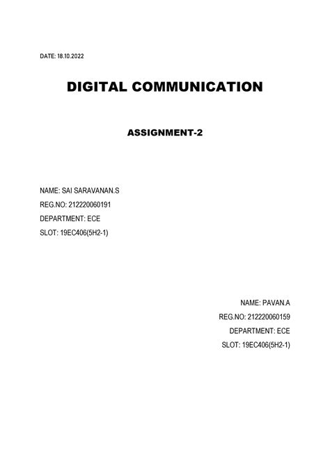 DC Assignment 2 - digital communication - DATE: 18. DIGITAL ...