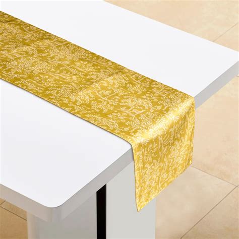 Buy Drake Harvey Ochre Velvet Printed Reversible Table Runner from Home ...