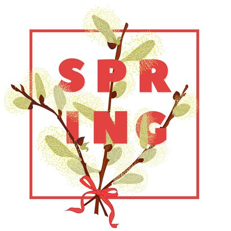 Spring floral background with beautiful snowdrop and pussy willow ...